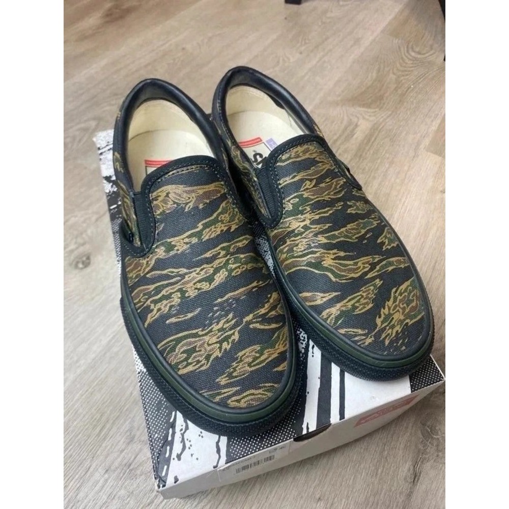 Vans Skate Slip-On "Tiger Camo" Green/Black Men's US 5.5